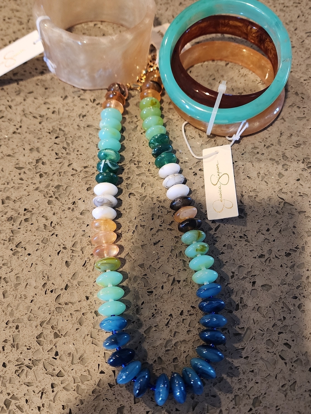 Jessica Simpson Multicolor Bead Necklace And Bangle Set